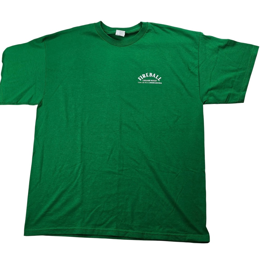 Fireball Cinnamon Whisky Shirt Mens XL Green St Patricks Day Kiss The Dragon Tee